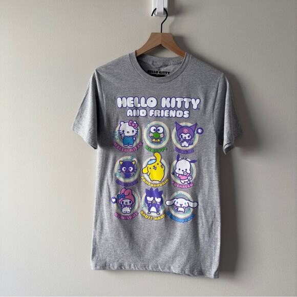 Hello Kitty and Friends Grey Graphic T-Shirt Cotton Blend Short Sleeve Casual S - Picture 1 of 11